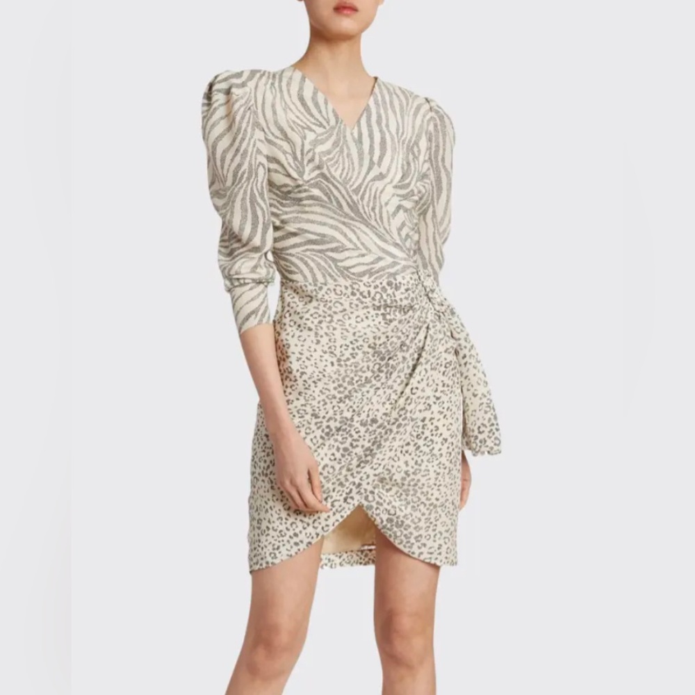 NWT Altuzarra animal print silk wrap dress 34